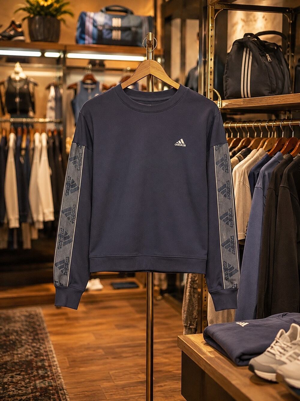 Adidas Sporty Athletic Casual Travel Comfort Side Slits Crew Neck Sweatshirt Fun